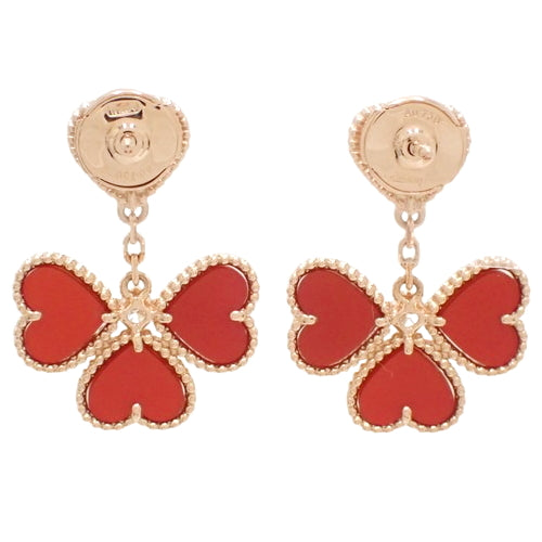 Sweet Heart Earrings, Carnelian/Diamond, Pink Gold (K18PG), Alhambra Swing.
