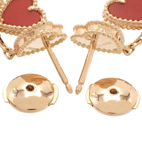 Sweet Heart Earrings, Carnelian/Diamond, Pink Gold (K18PG), Alhambra Swing.