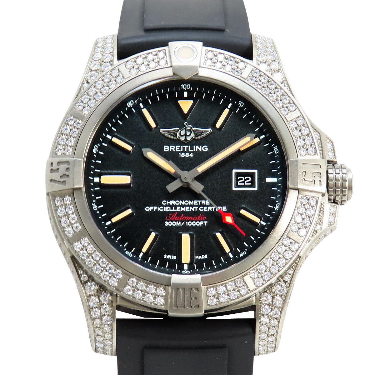 E1731063/BD12 Avenger Blackbird Ti/Rubber Automatic Black Limited Edition of 100 Worldwide Diamond Bezel