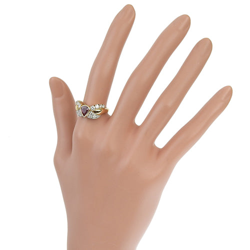 水滴形红宝石和钻石戒指,红宝石/钻石 R0.67/D0.59,K18 黄金(YG,Pt950 铂金)