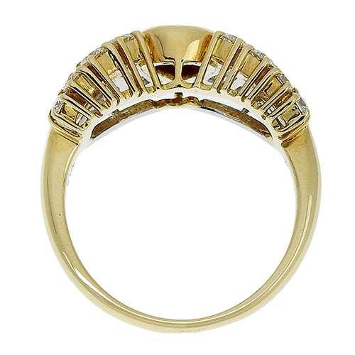 Teardrop Ruby and Diamond Ring, Ruby/Diamond R0.67/D0.59, K18 Yellow Gold (YG, Pt950 Platinum)
