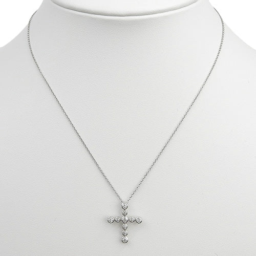 クロス ダイヤモンド ネックレス ダイヤモンド ホワイトゴールド K18WG アクセサリー ジュエリー 10PD
