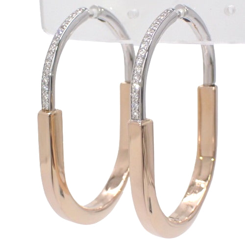 Rock Pierced Earrings, Extra Large, 0.16/0.16 Carat Diamond, 18K Pink Gold (K18PG) and White Gold (K18WG), Accessory, Jewelry, Diamond.