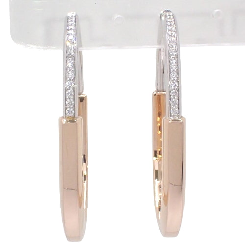 Rock Pierced Earrings, Extra Large, 0.16/0.16 Carat Diamond, 18K Pink Gold (K18PG) and White Gold (K18WG), Accessory, Jewelry, Diamond.