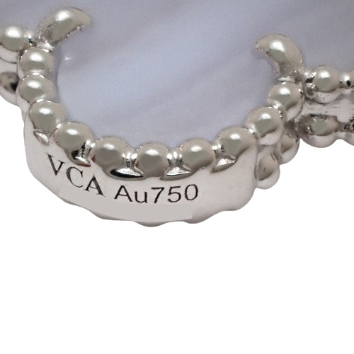 Magic Alhambra 5-Motif Bracelet with Mother-of-Pearl/Chalcedony and 18K White Gold with Clover Motif