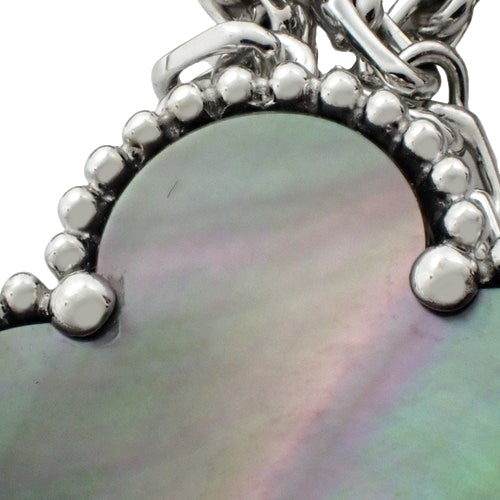 Magic Alhambra 5-Motif Bracelet with Mother-of-Pearl/Chalcedony and 18K White Gold with Clover Motif
