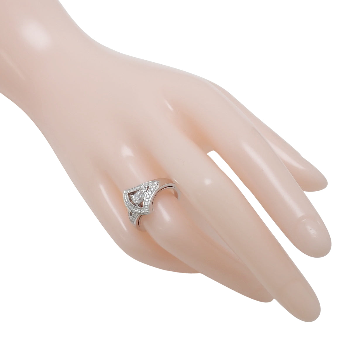 18K 白金和白金 Diva Dream 开口钻石戒指