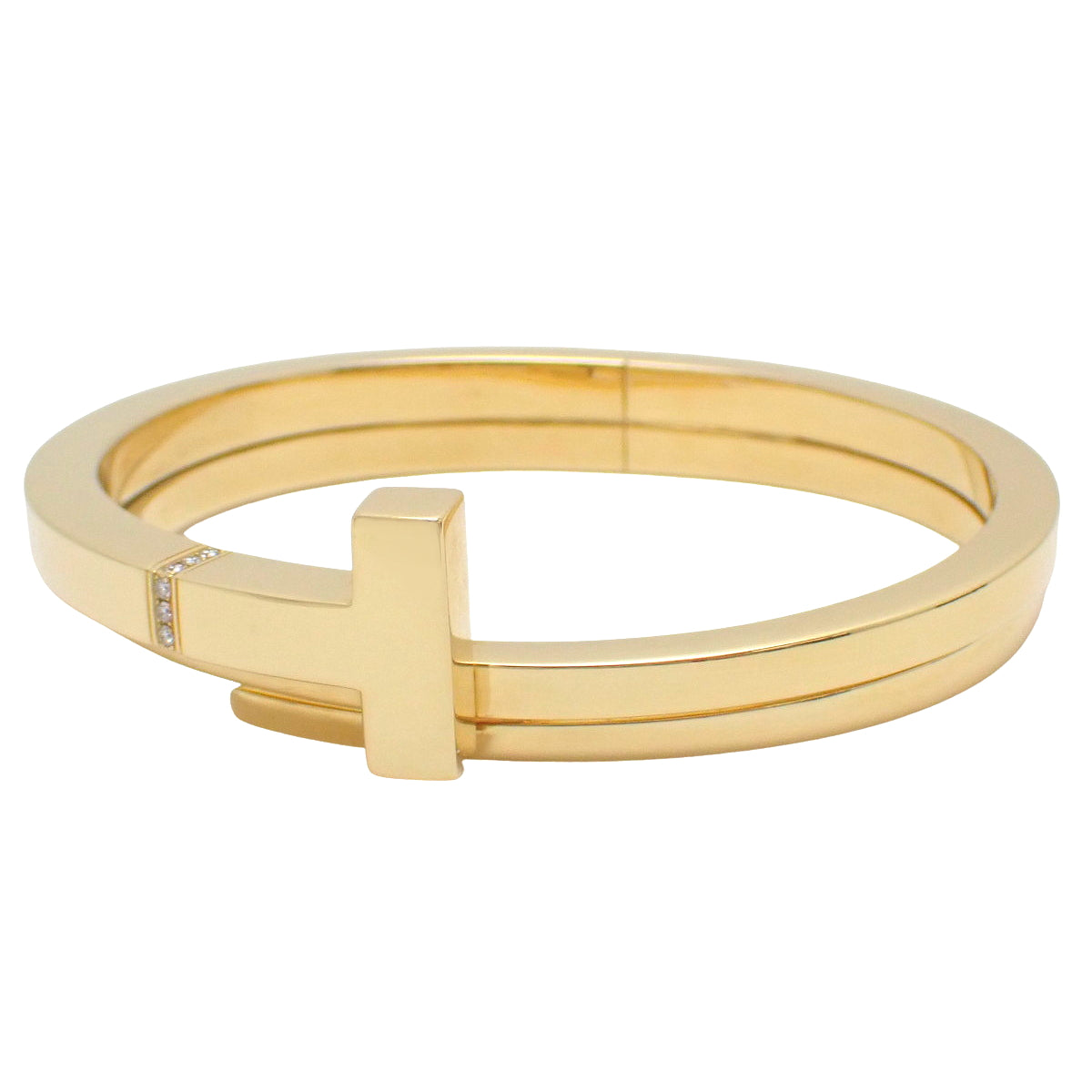 18K 黄金 (YG) 钻石 T 型方形手链