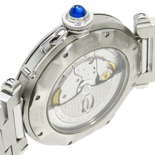 W31037H3 Pasha 38 GMT Power Reserve Stainless Steel Automatic White Blue Spinel