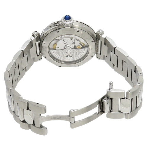 W31037H3 Pasha 38 GMT Power Reserve Stainless Steel Automatic White Blue Spinel