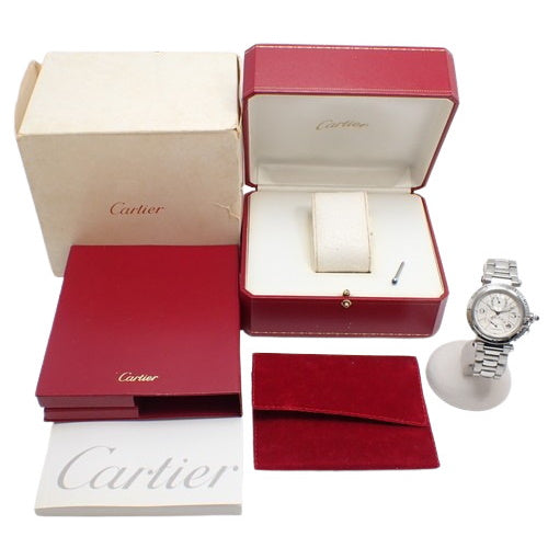 W31037H3 Pasha 38 GMT Power Reserve Stainless Steel Automatic White Blue Spinel