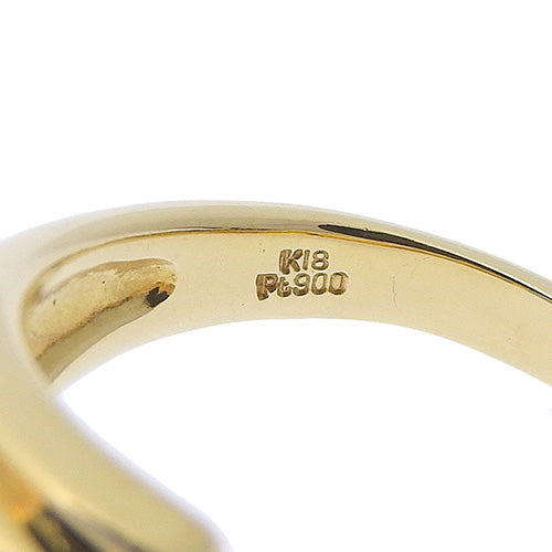 珊瑚钻石戒指 /D0.043 黄金 K18YG 铂金 Pt900 配饰珠宝