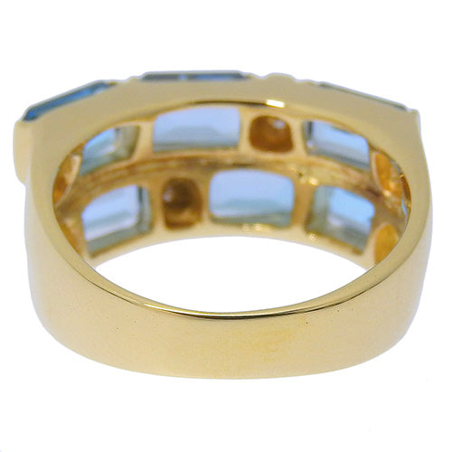 Aquamarine and Diamond Ring /D0.04 K18 Yellow Gold YG