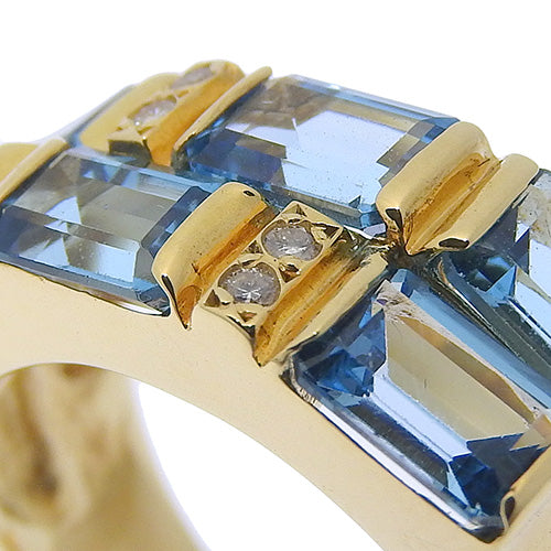 海蓝宝石和钻石戒指/D0.04 K18 黄金 YG