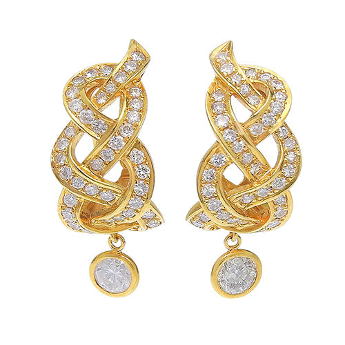 钻石耳环 D1.41,1.58 K18 黄金 YG