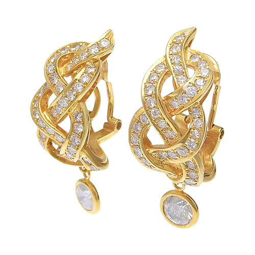 钻石耳环 D1.41,1.58 K18 黄金 YG