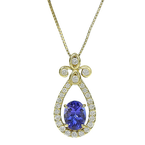 Tanzanite and Diamond Necklace TZ1.65/D0.45 K18 Yellow Gold YG