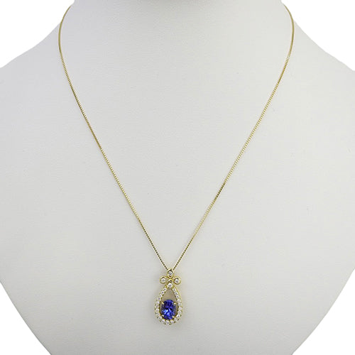 坦桑石和钻石项链 TZ1.65/D0.45 K18 黄金 YG