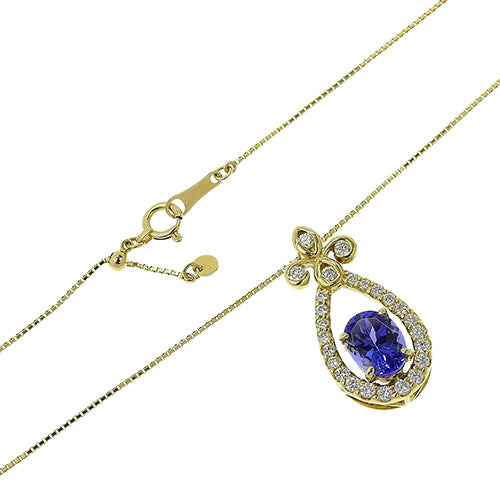 坦桑石和钻石项链 TZ1.65/D0.45 K18 黄金 YG