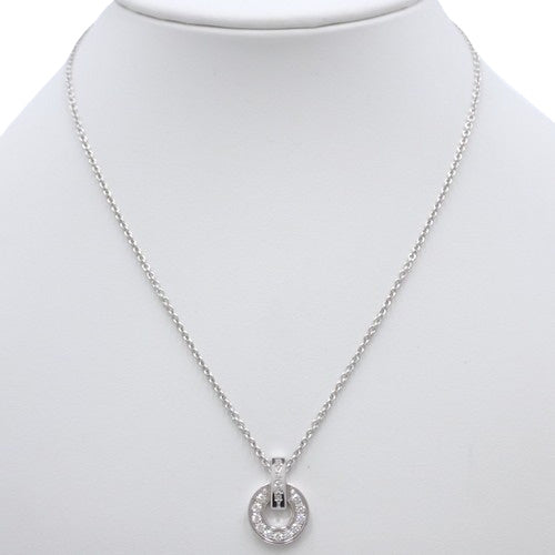 BVLGARI BVLGARI Openwork Necklace with Diamonds, 18K White Gold and WG Pendant, Circle