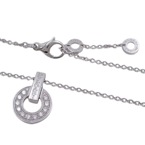BVLGARI BVLGARI Openwork Necklace with Diamonds, 18K White Gold and WG Pendant, Circle