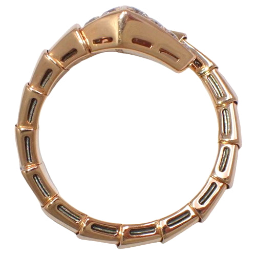 Serpenti Viper Ring with Diamonds, 347719 (current as of December 2024) - 18K Pink Gold, PG, Accessory, Jewelry, Single Coil, Snake Motif, Diamond, Size 17 (57)