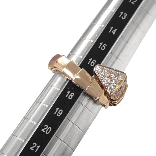 Serpenti Viper Ring with Diamonds, 347719 (current as of December 2024) - 18K Pink Gold, PG, Accessory, Jewelry, Single Coil, Snake Motif, Diamond, Size 17 (57)