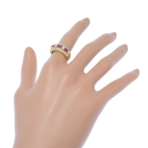 18K 黄金 (YG) 红宝石和钻石戒指 R0.86/D0.63