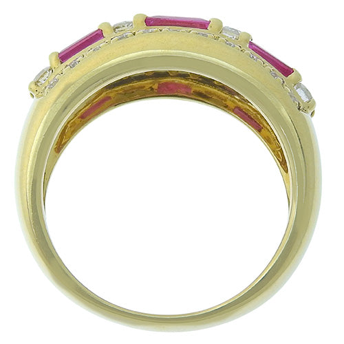 18K 黄金 (YG) 红宝石和钻石戒指 R0.86/D0.63