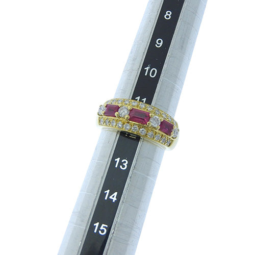 18K 黄金 (YG) 红宝石和钻石戒指 R0.86/D0.63
