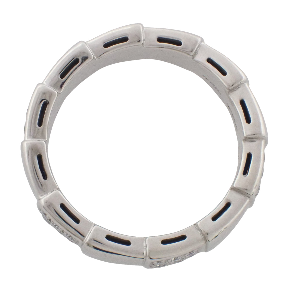 Serpenti Viper Ring with Diamonds in 18K White Gold and White Gold