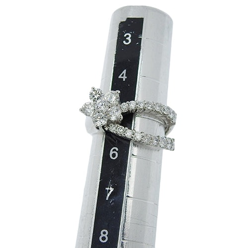 Diamond Flower Ring Diamond D0.90 K18 White Gold WG