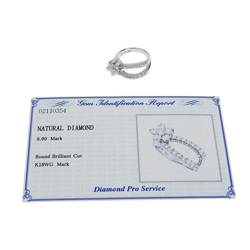 ダイヤモンド フラワーリング ダイヤモンドD0.90 K18 ホワイトゴールド WG