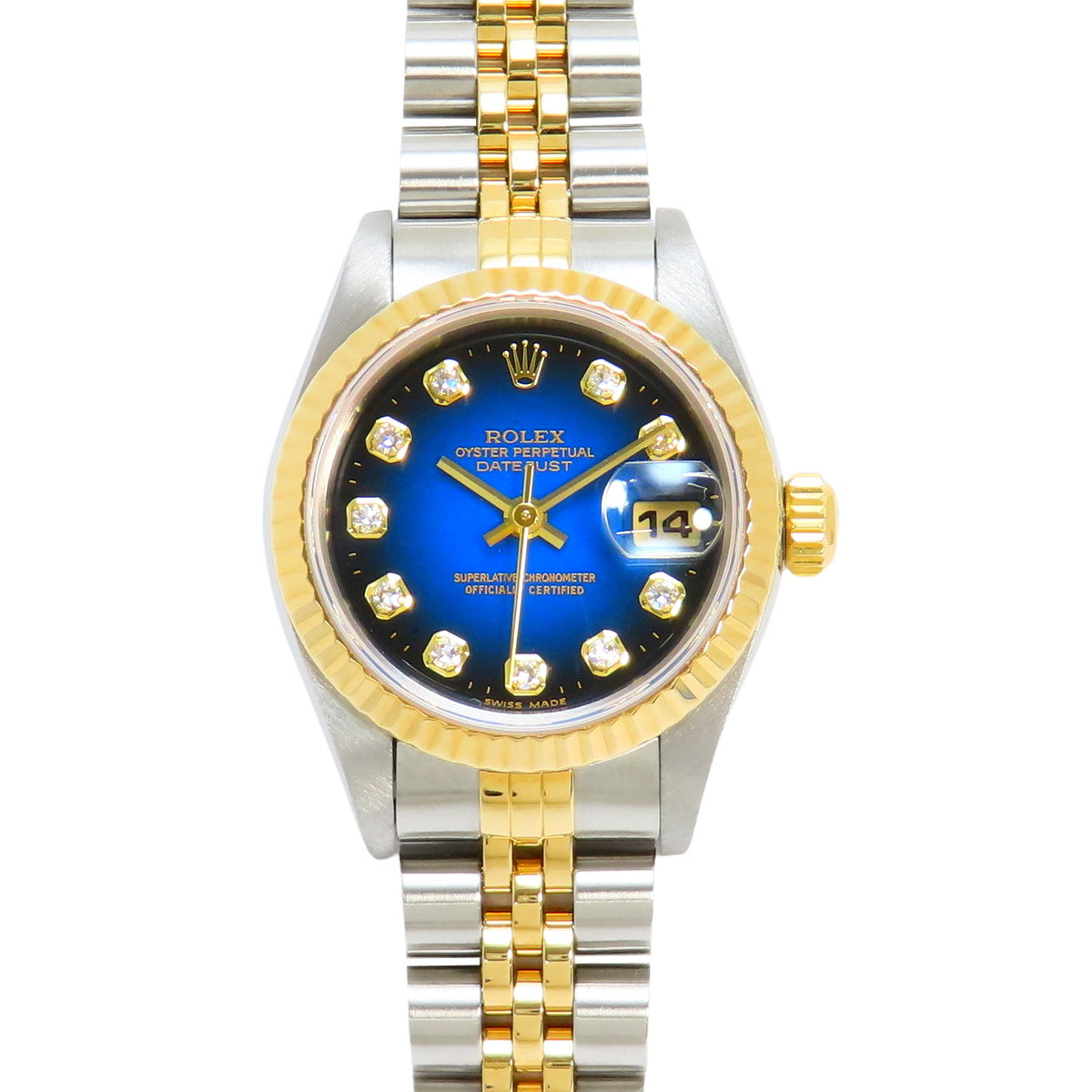 69173G Datejust YG/SS Stainless Steel, T series, Automatic, Blue dial, Diamond indexes