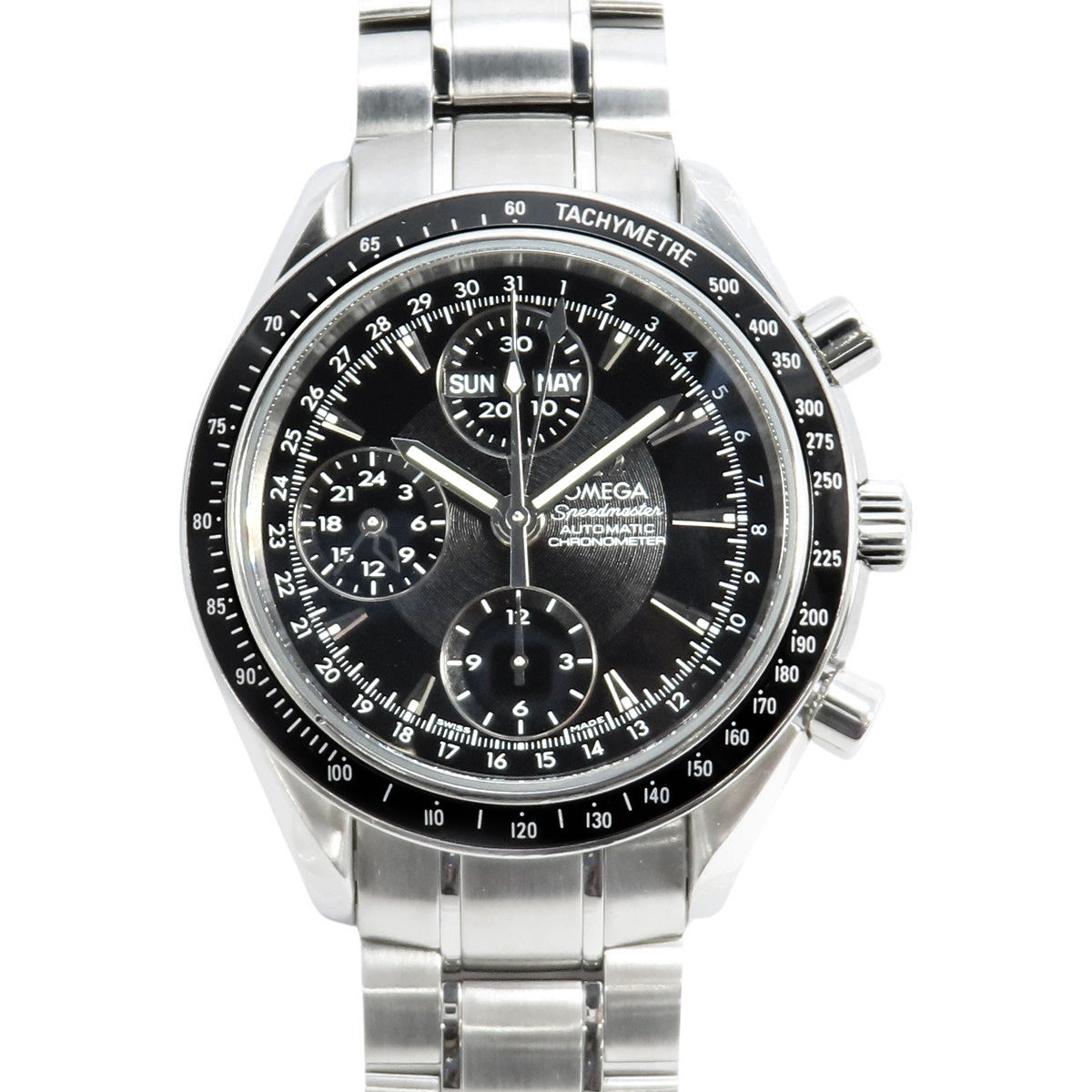 3220.50 Speedmaster Day-Date Stainless Steel SS Automatic Black