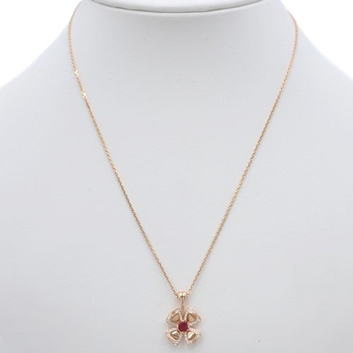 Fiorever Necklace Diamond/Ruby K18 Pink Gold PG Flower Motif