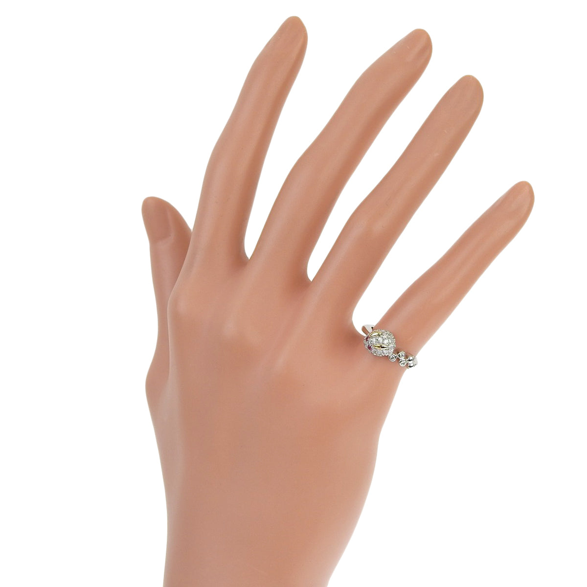 Ruby and Diamond Rabbit Ring, R0.01/D0.37, 18K White Gold (WG) and 18K Yellow Gold (YG), Snow Rabbit Design