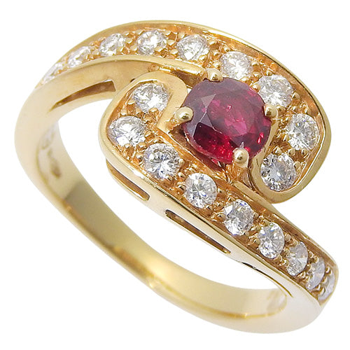 红宝石和钻石戒指,红宝石/钻石 R0.54/D0.45,18K 黄金,YG