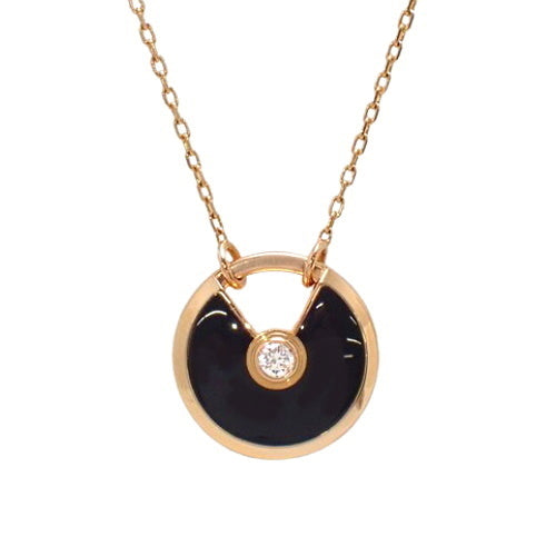 Amulet Necklace Onyx/Diamond K18 Pink Gold PG 1PD