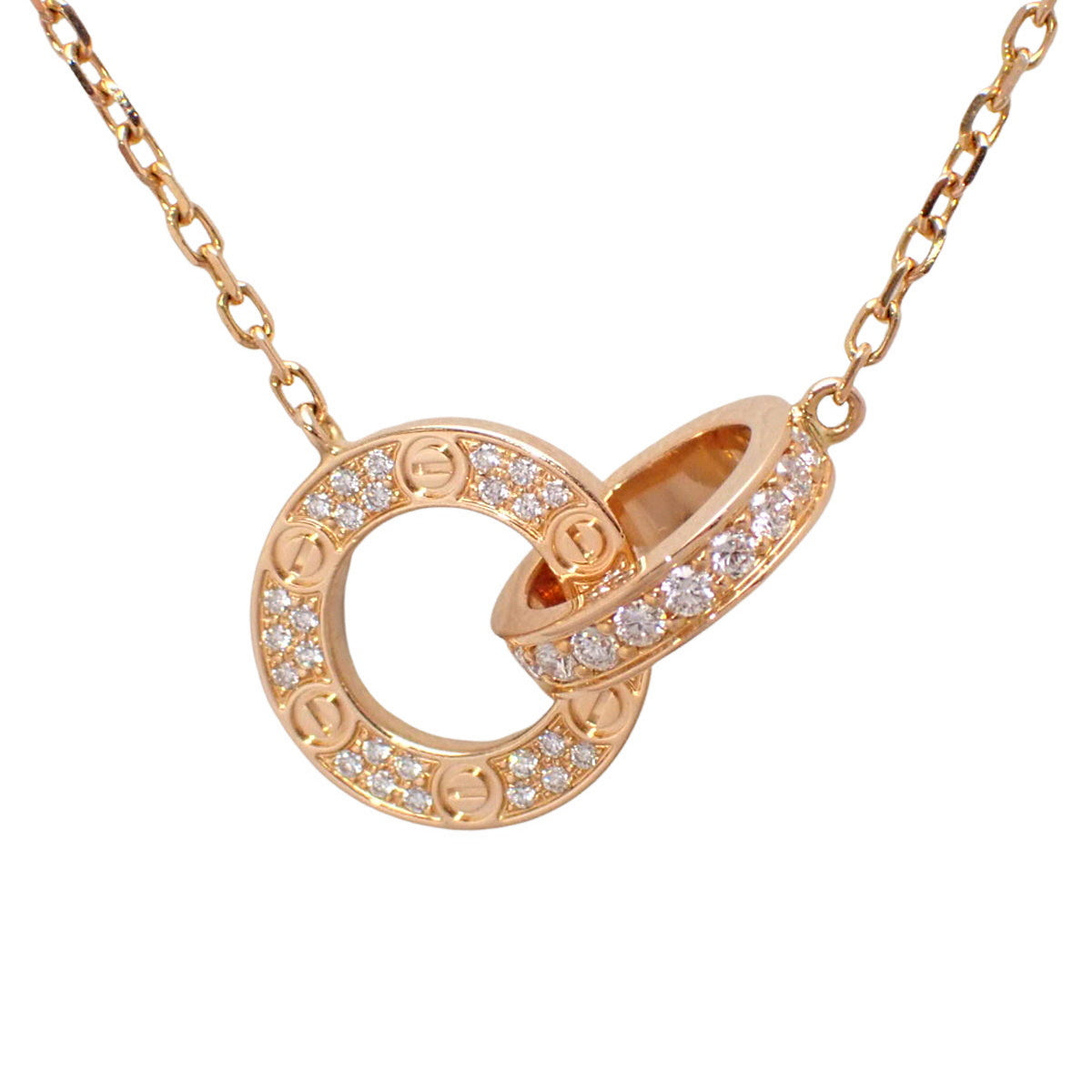 Love Necklace, Pavé Diamonds, 18K Pink Gold, PG