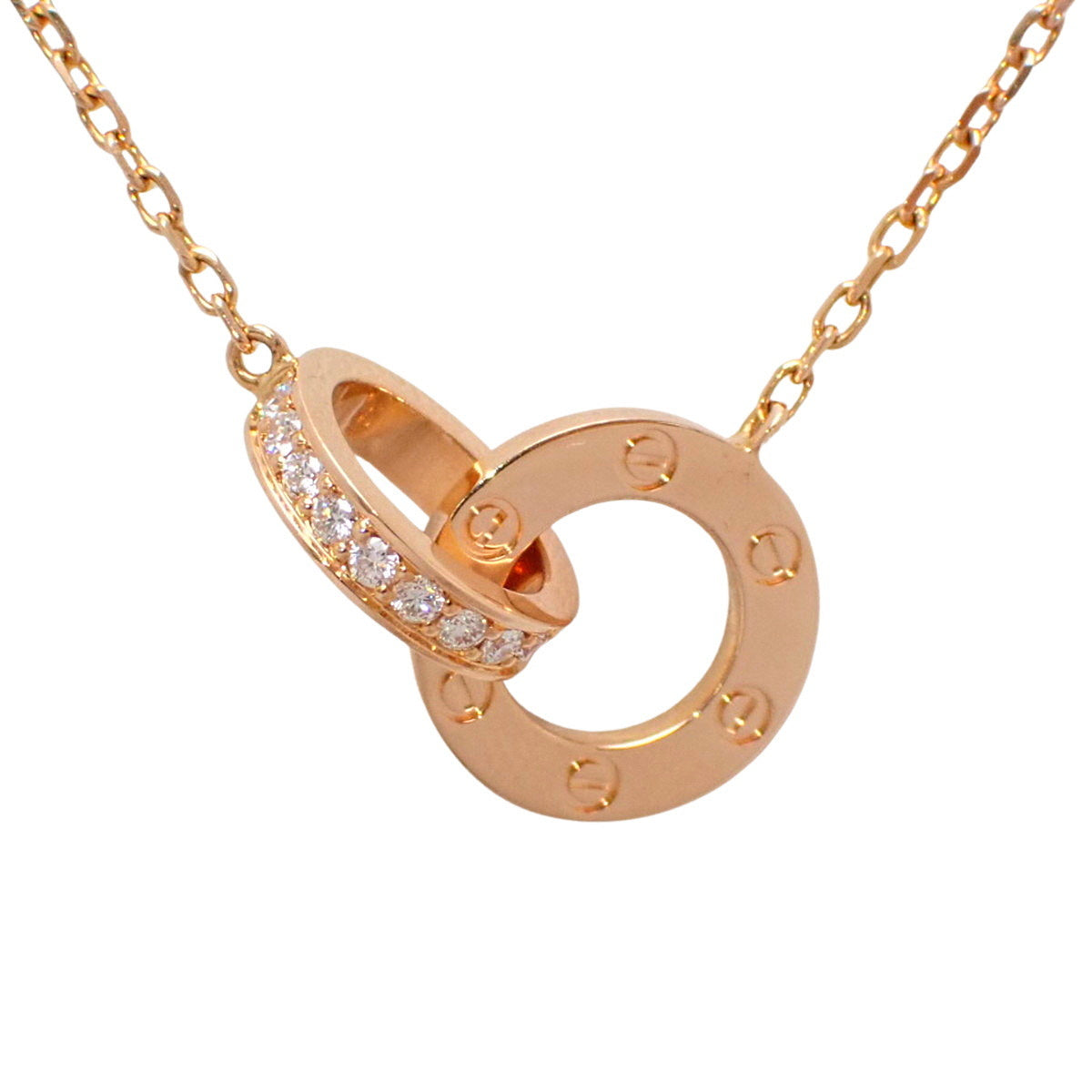 Love Necklace, Pavé Diamonds, 18K Pink Gold, PG