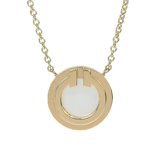 TWO Mother of Pearl Circle Pendant in 18K Mother of Pearl and Pink Gold