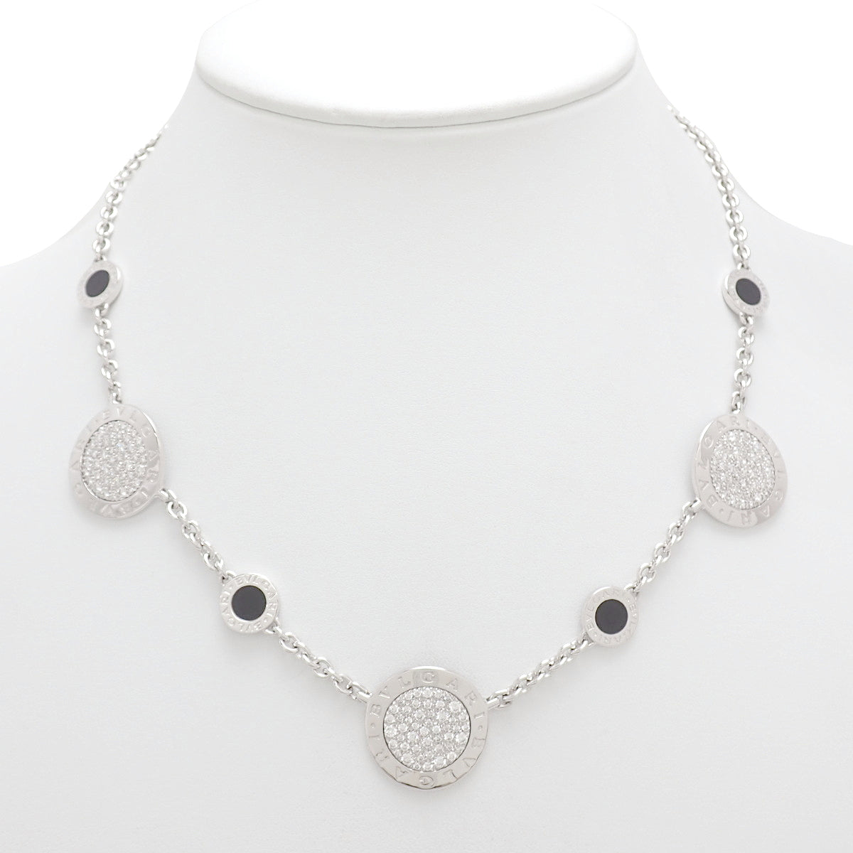 BVLGARI BVLGARI Pavé Necklace Diamond/Onyx K18 White Gold WG