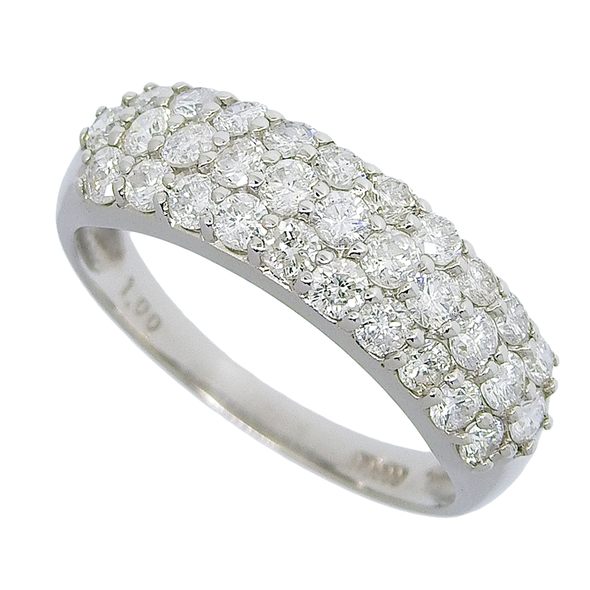 Half Pave Diamond Ring D1.00 Pt900 Platinum