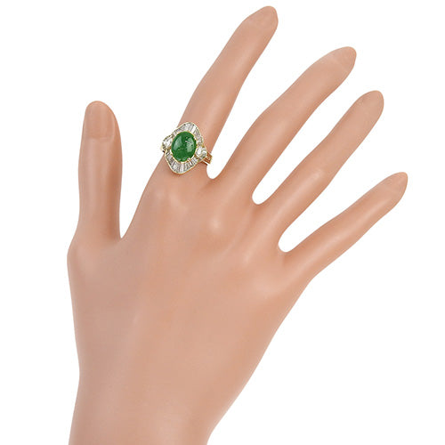 ヒスイ ダイヤモンド リング K18 イエローゴールド YG