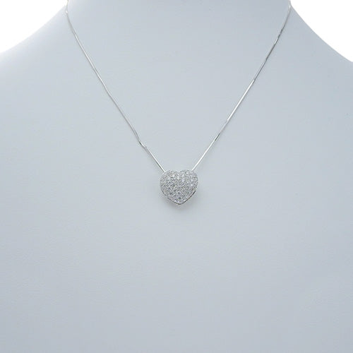 Pavé Diamond Heart Necklace D1.00 K18 White Gold WG