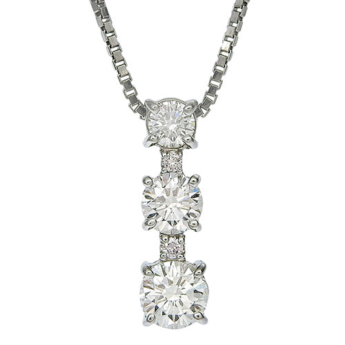 3P Diamond Necklace D1.003/D0.03 Pt850 Platinum Pt900 Platinum