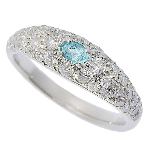 Tourmaline and Diamond Ring, T0.71/D0.08, Pt900 Platinum