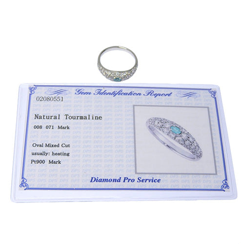 Tourmaline and Diamond Ring, T0.71/D0.08, Pt900 Platinum