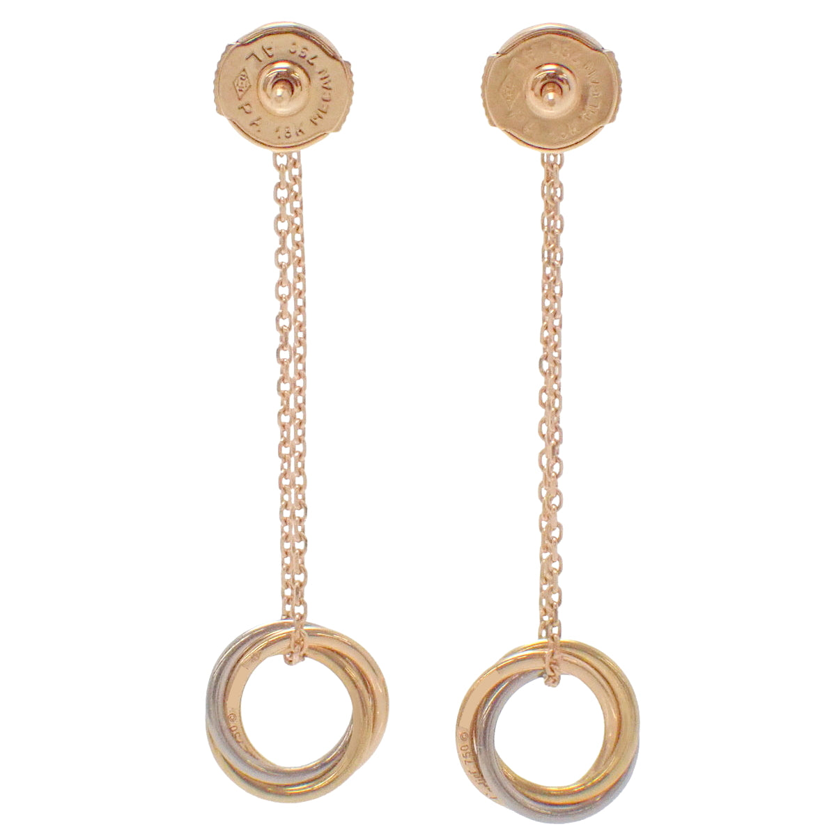 18K 黄金 (YG)、18K 粉金 (PG)、18K 白金 (WG) 钻石 Trinity 耳环